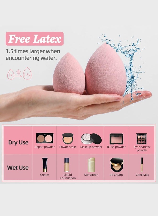 BS-MALL Makeup Sponge Set Blender Sponges 7 Pcs for Liquid, Cream, and Powder, Multi-colored with 1 Mini Makeup Sponge Pink