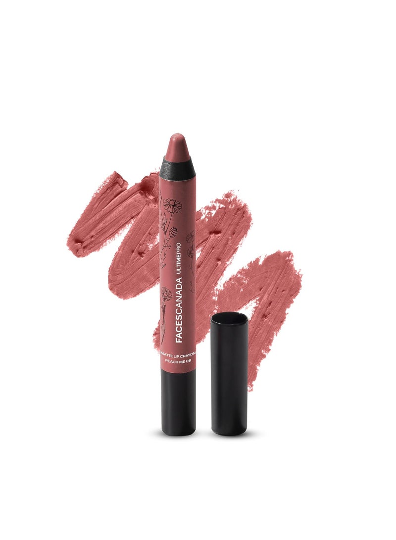 Matte Lip Crayon - Make Me Mine Peach  2.8G   8Hr Long Stay   Smooth Creamy Matte Texture | Intense Color In 1 Stroke  Hydrates With Chamomile and Cocoa Butter