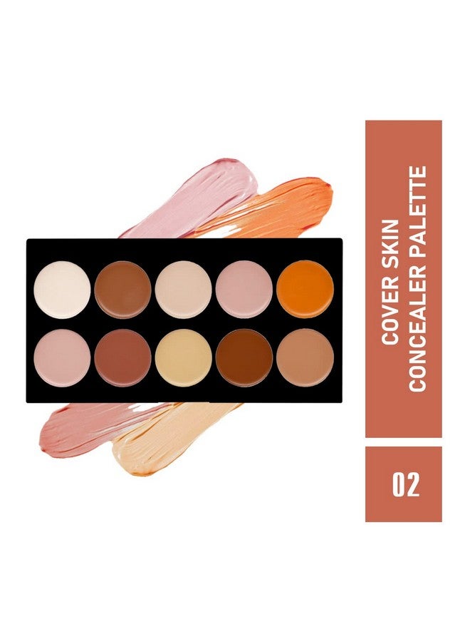 Mattlook 10 Shade Cover Skin Concealer Palette For Colour Correcting With Lightweight, Waterproof, High Pigment Flawless Finish & Long Lasting In Creamy Texture Concealer |18G| 02