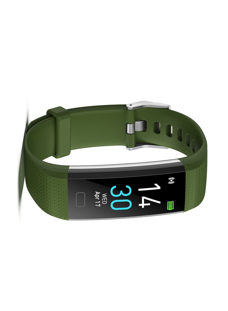 S5 Smart Bracelet, Measures Body Temperature, Blood Pressure, Fitness, Heart Rate, and Steps, Military Green