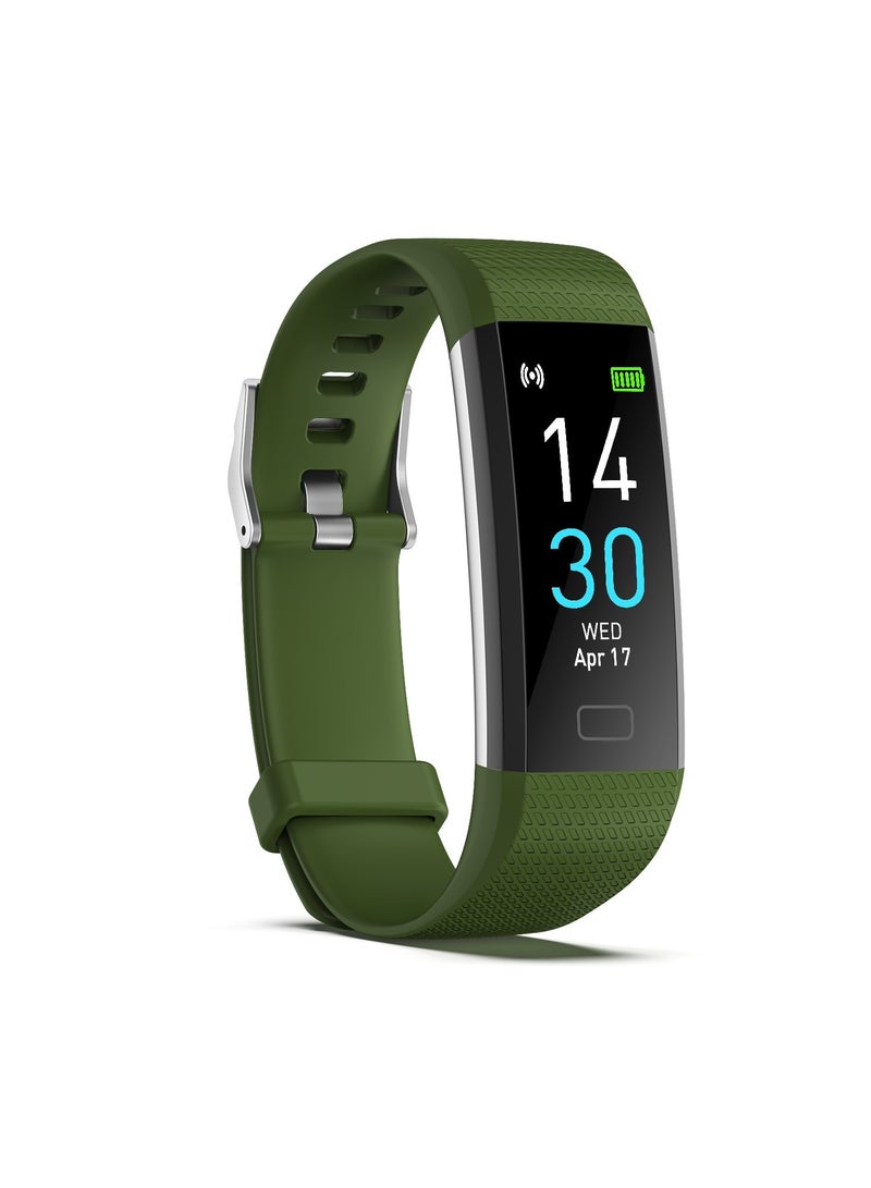 S5 Smart Bracelet, Measures Body Temperature, Blood Pressure, Fitness, Heart Rate, and Steps, Military Green