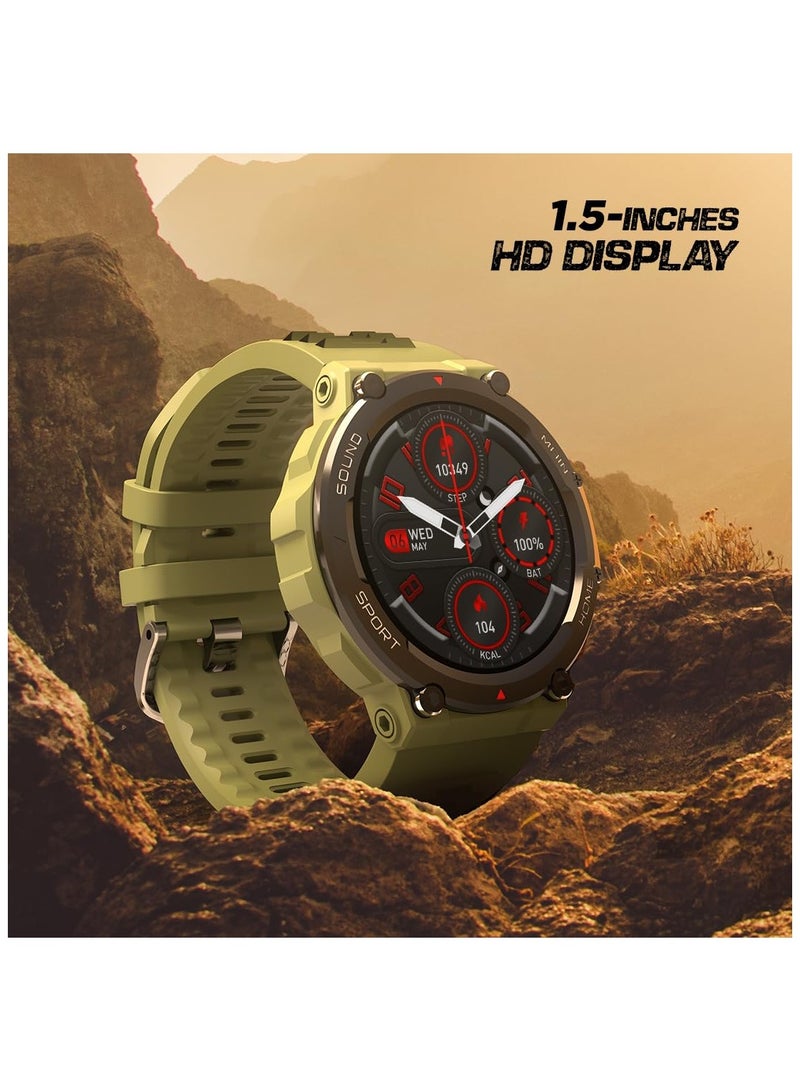 Fire-Boltt Artillery 1.5” HD Display Smart Watch, Shockproof Design, Rugged Looks, Motion Sensor Gaming, 320 mAh Battery, Bluetooth Calling, 100+ Sports Modes, Health Suite, Inbuilt Games (Green)