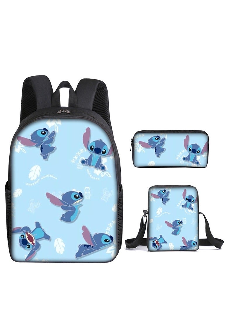 Stitch Three-Piece Set For Primary School Students Printed Cartoon Backpack Shoulder Bag Pencil Case Set