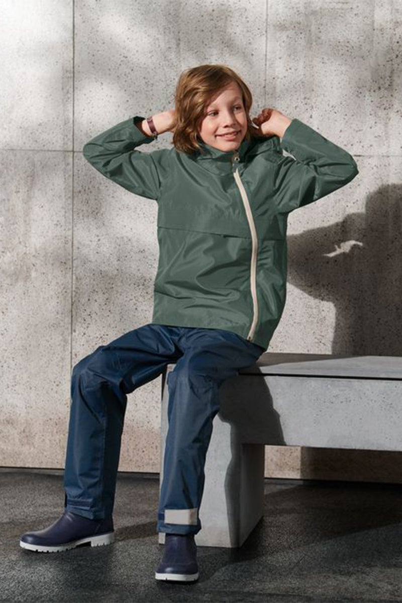 Kids Boy Solid Hooded Jacket, Olive