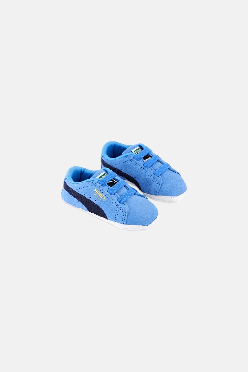 Toddlers Boy Suede Classic Crib Shoes, Light Blue