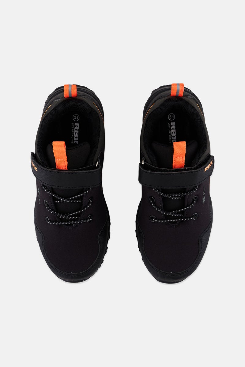 Kids Boy Velcro Shoes, Black/Khaki/Orange