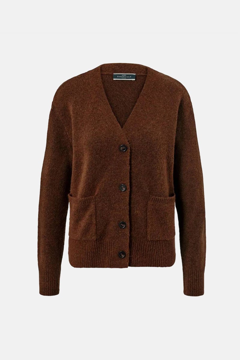 Women Knitted Long Sleeve Cardigan, Brown