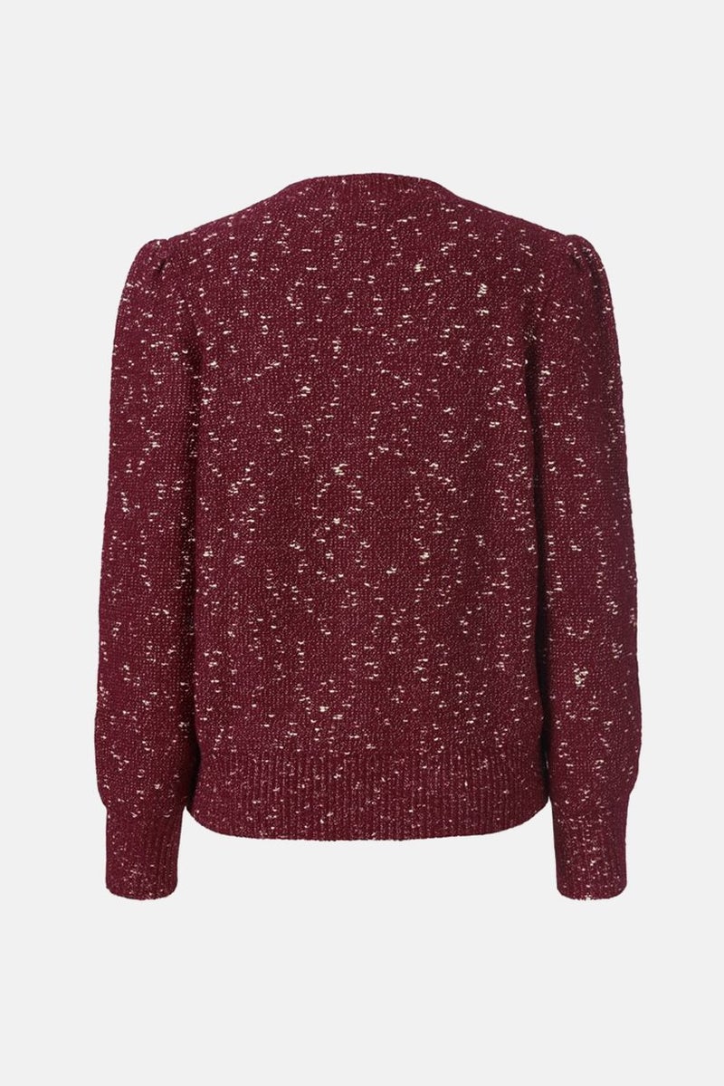 Women Crew Neck Coarsley Knit Sweater, Maroon