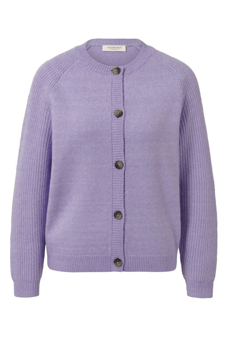 Women Round Neck Knitted Cardigan, Purple