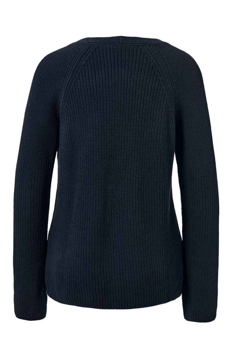 Women Knitted Long Sleeve Sweater, Navy