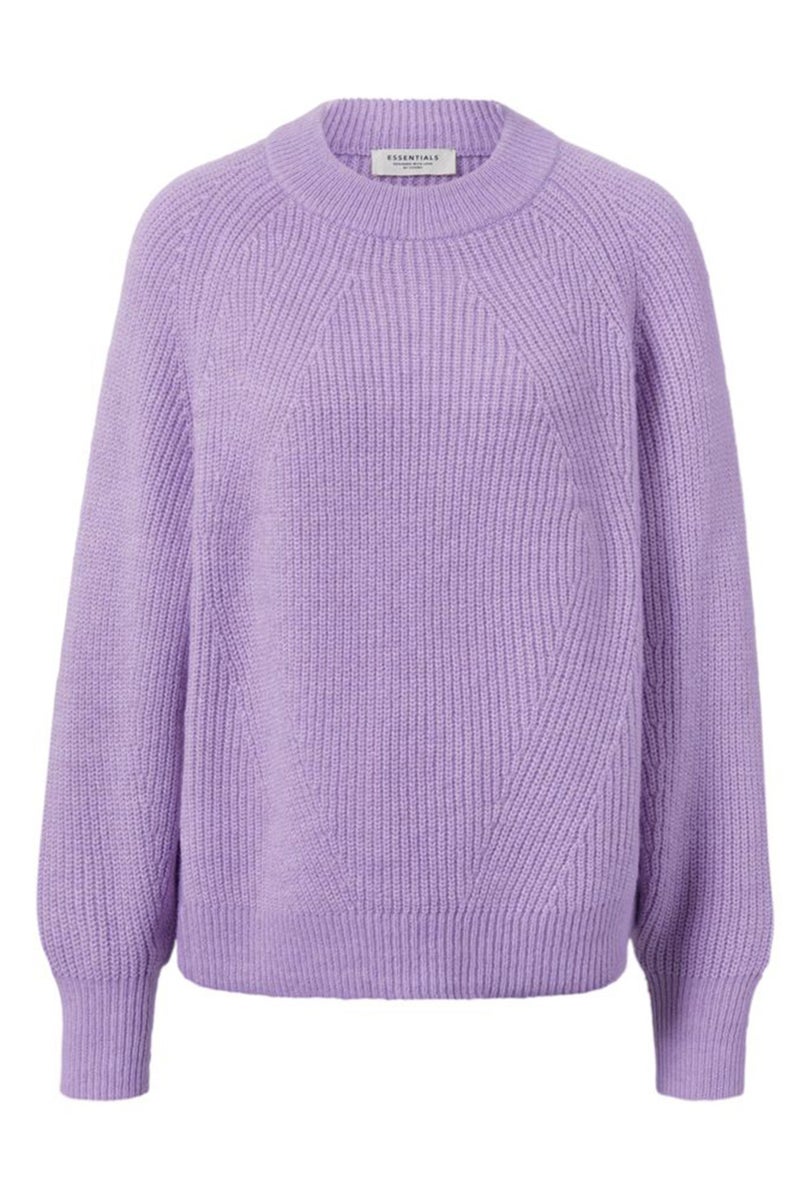 Women Round Neck Knitted Sweater, Lavender