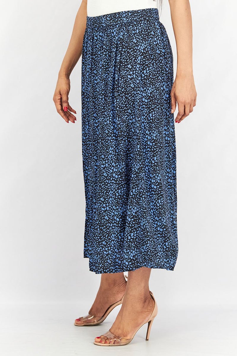 Women Allover Print Woven Maxi Skirt, Blue Combo