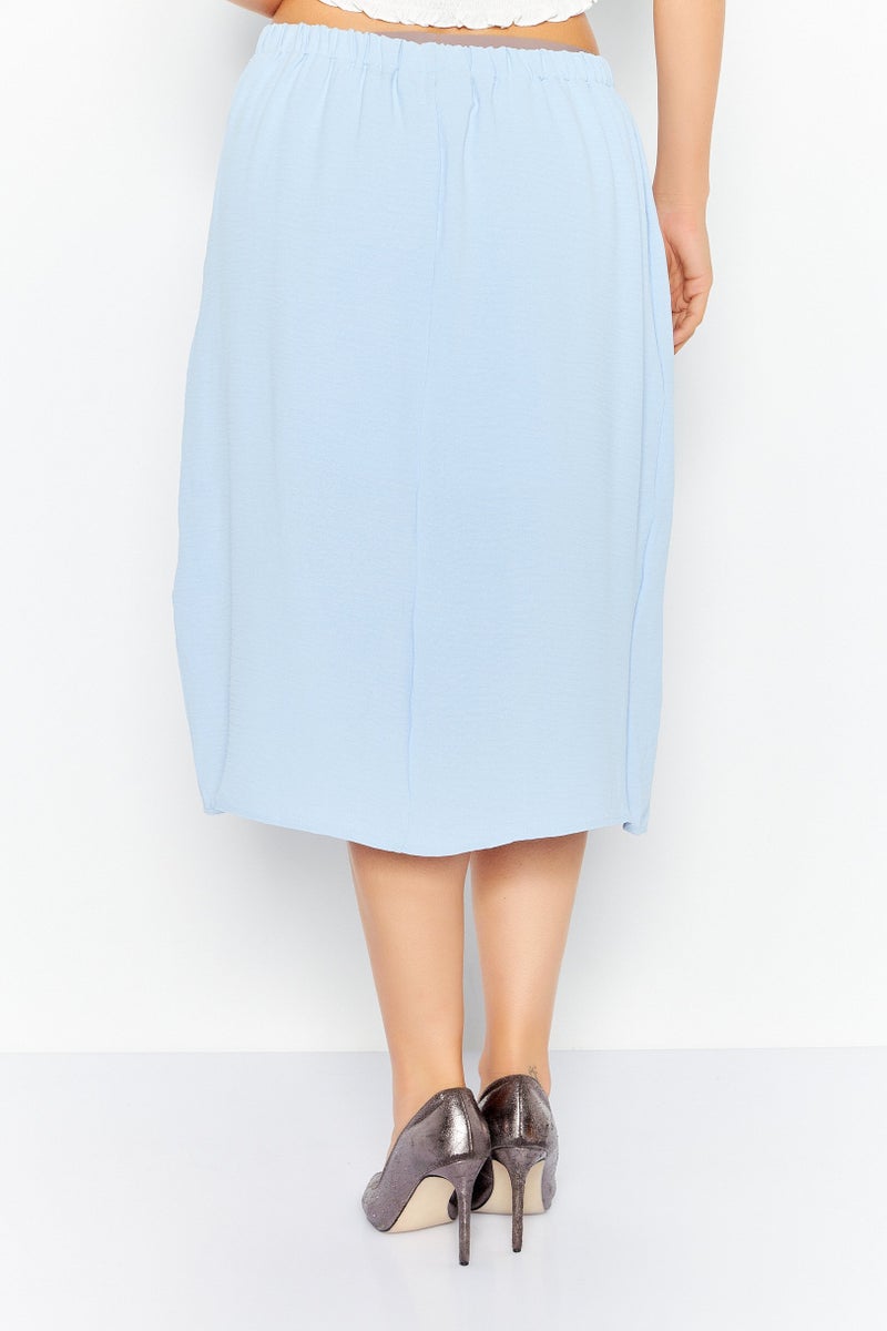 Women Solid Casual Midi Skirt, Blue