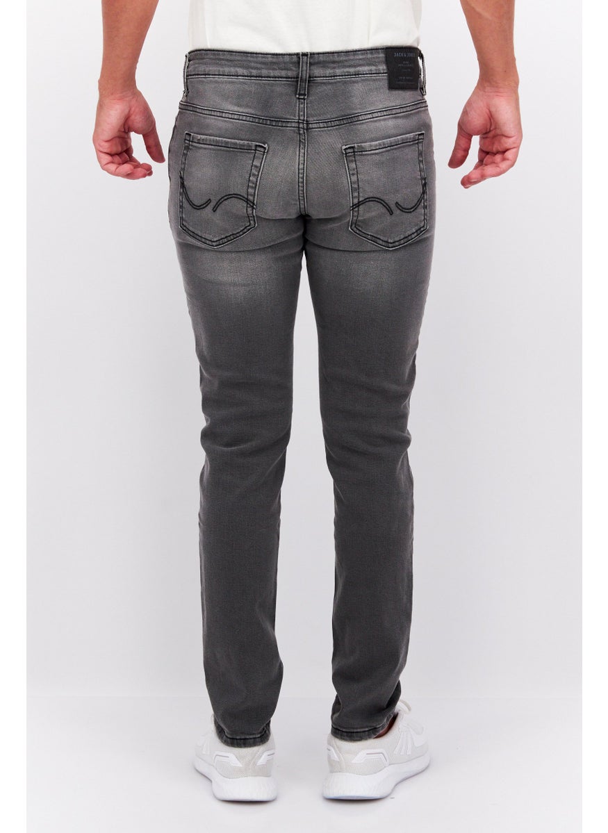 Men Skinny Fit Washed Denim Jeans, Grey