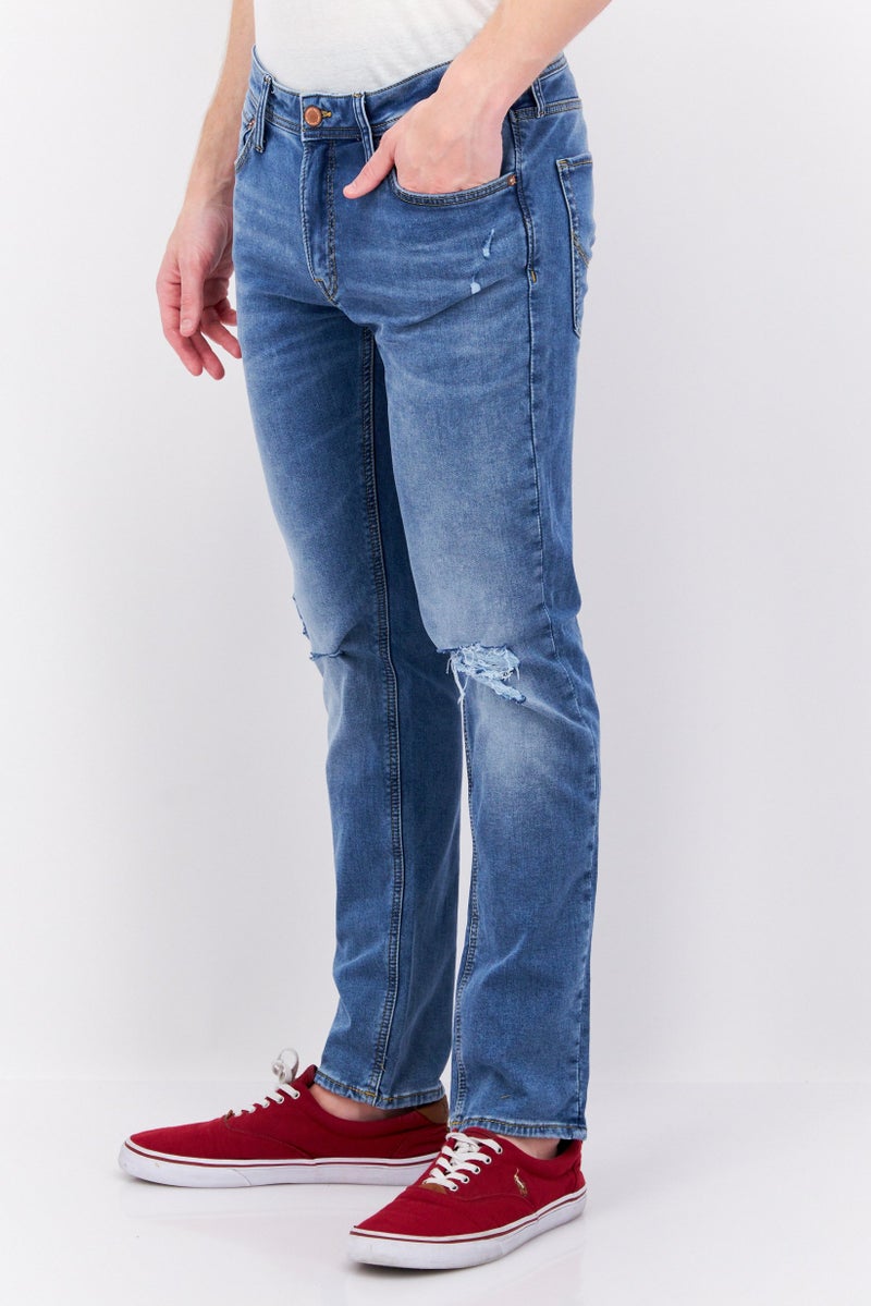 Men Regular Fit Wash Stretchable Denim, Blue