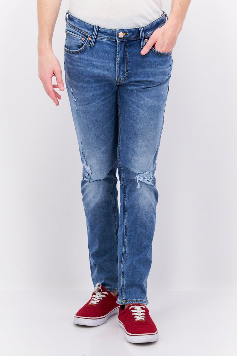 Men Regular Fit Wash Stretchable Denim, Blue