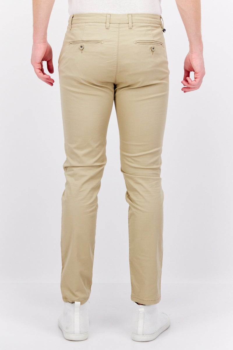 Men Regular Fit Solid Chino Pants, Beige