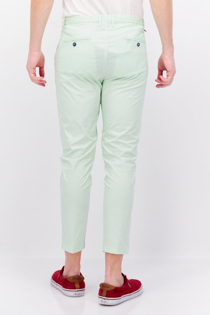 Men Regular Fit Plain Chino Pants, Lime Green