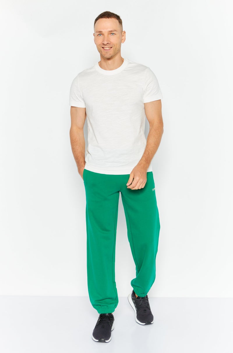 Men Regular Fit Brand Logo Sweatpants, Green