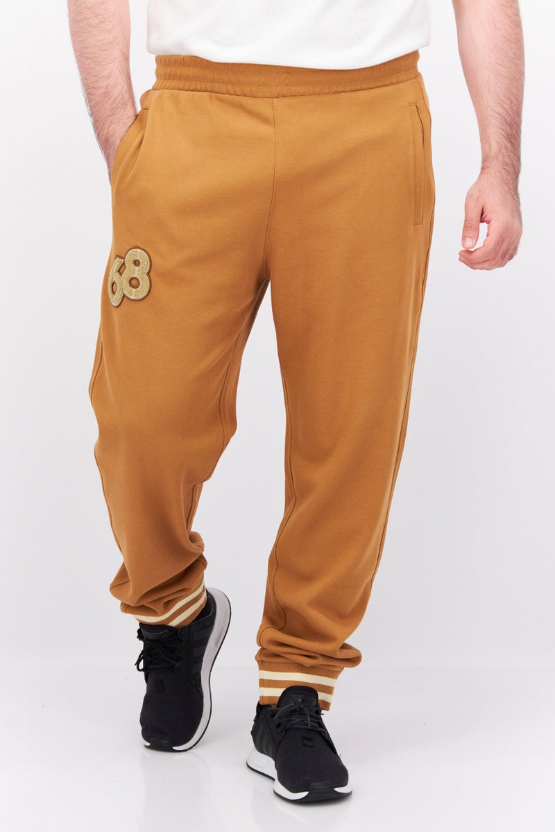 Men Regular Fit Embroidered Sweatpants, Brown