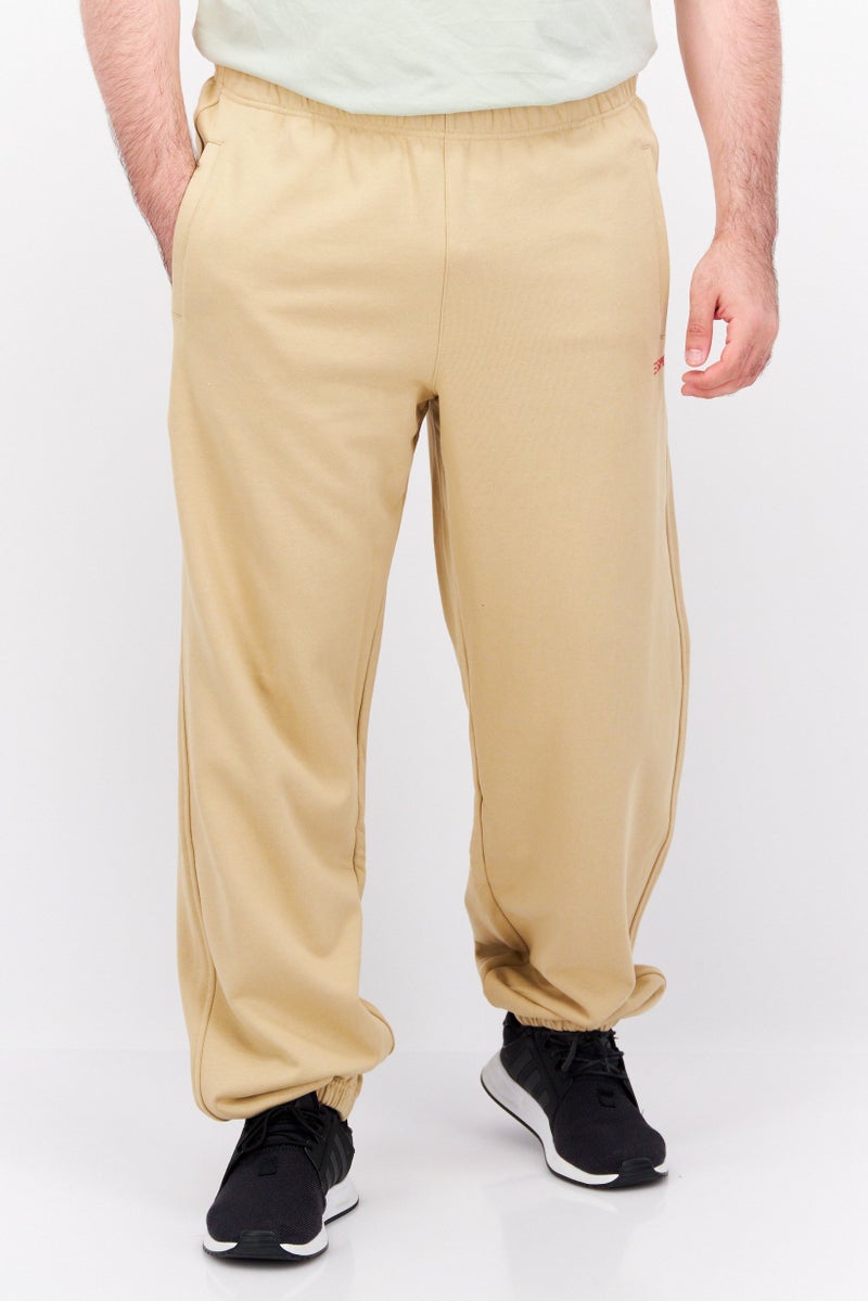 Men Regular Fit Brand Logo Sweatpants, Tan