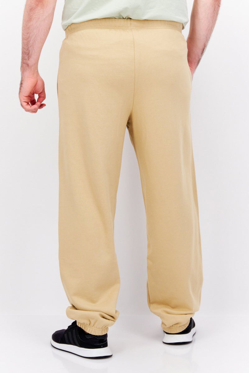 Men Regular Fit Brand Logo Sweatpants, Tan