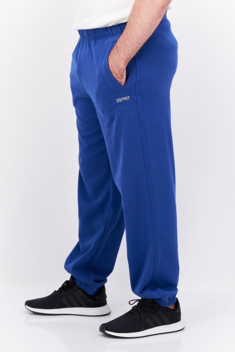 Men Regular Fit Brand Logo Sweatpants, Blue