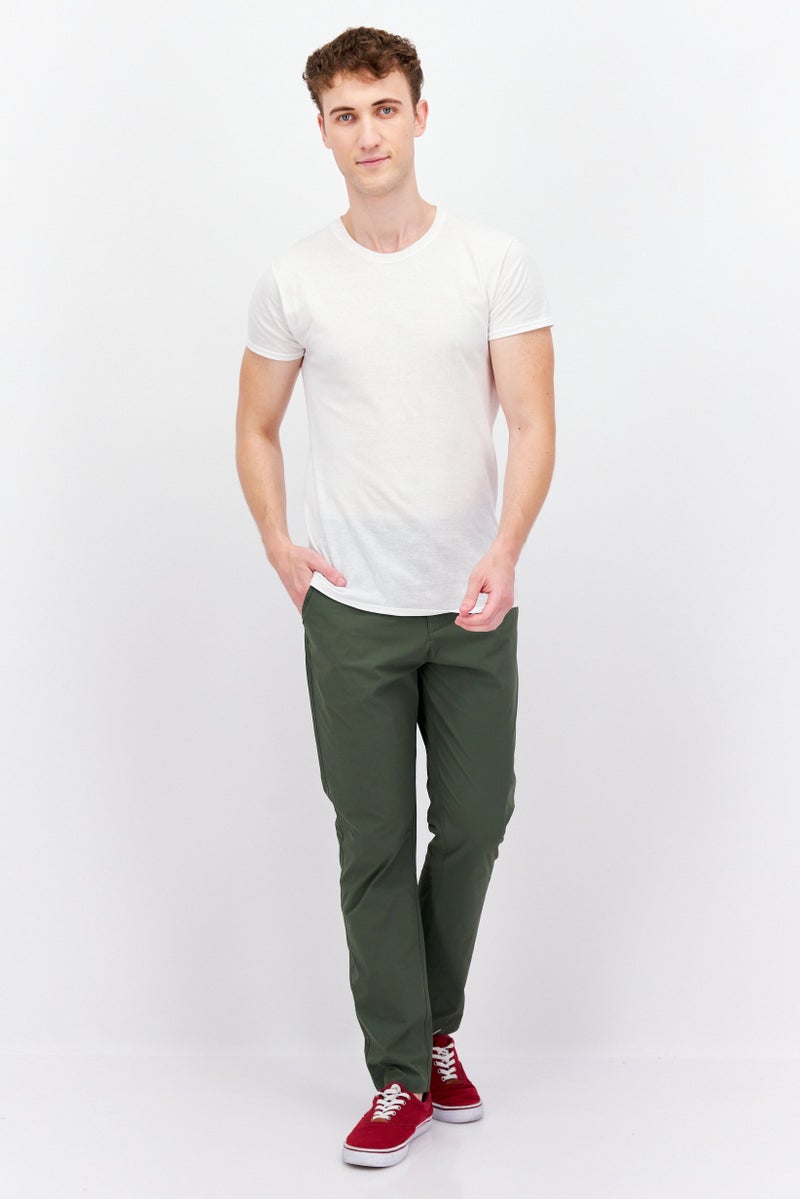 Men Regular Fit Solid Pants, Green