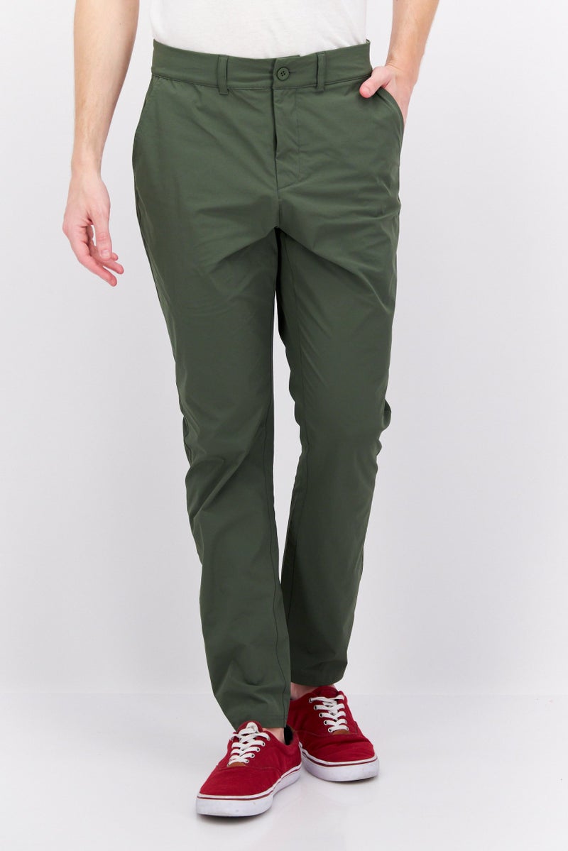 Men Regular Fit Solid Pants, Green