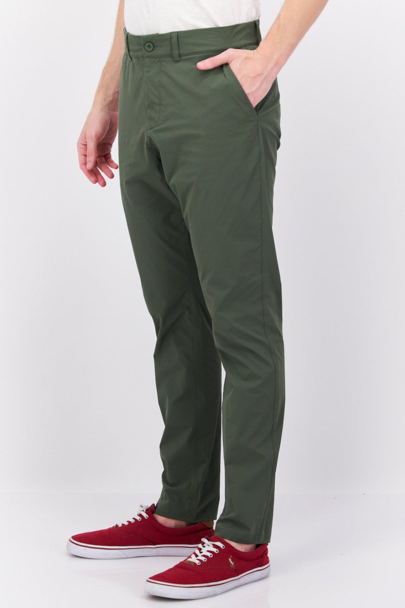 Men Regular Fit Solid Pants, Green