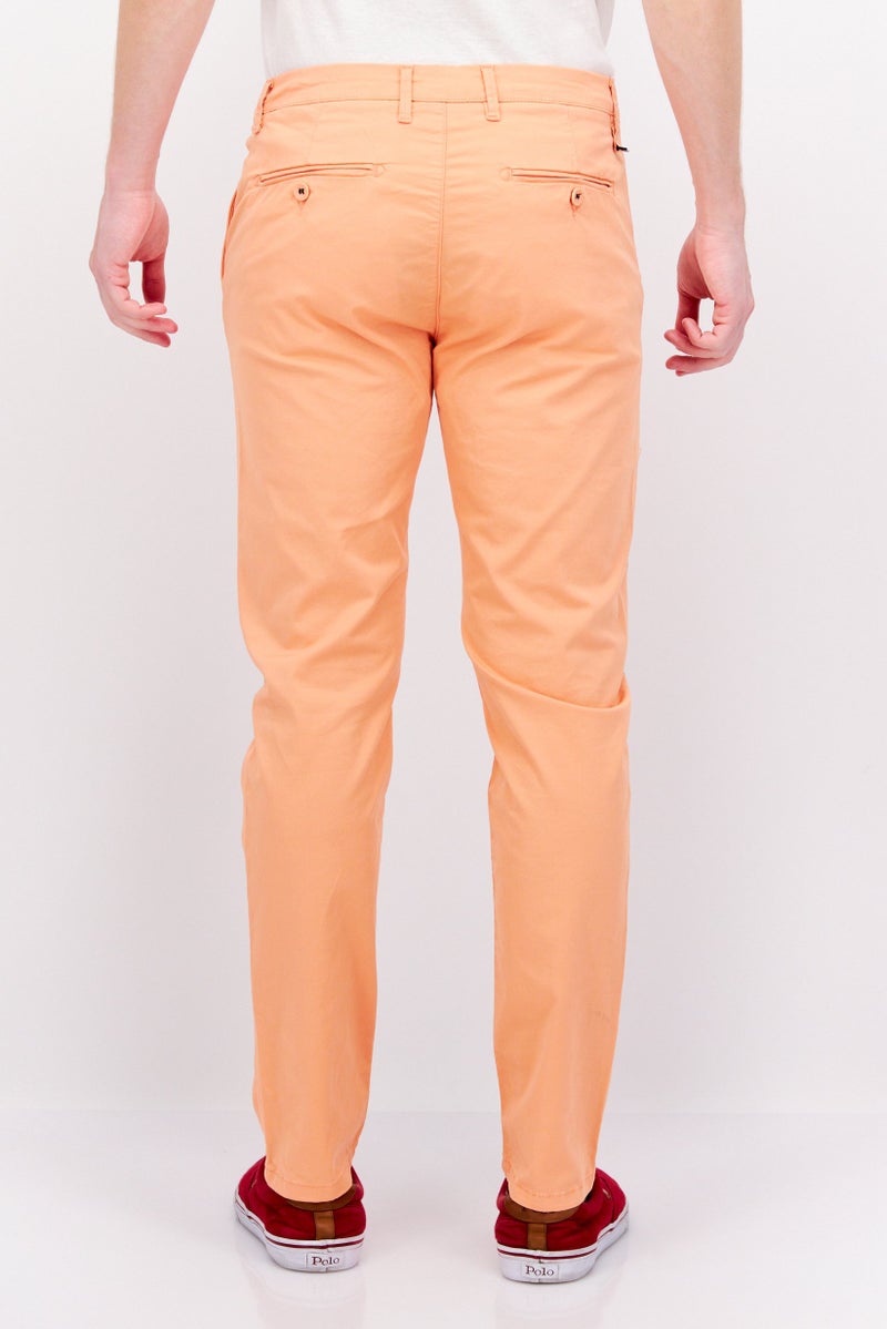 Men Regular Fit Solid Chino Pants, Peach