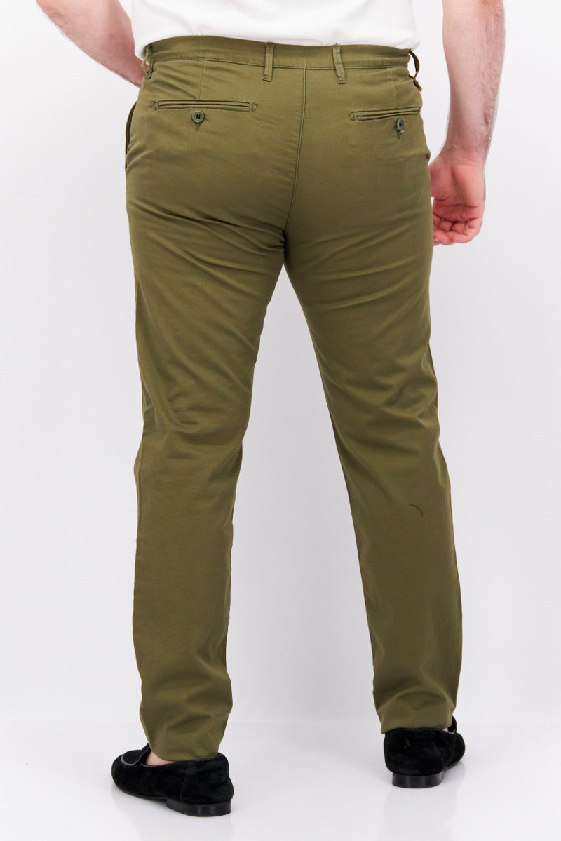 Men Regular Fit Solid Chino Pants, Olive