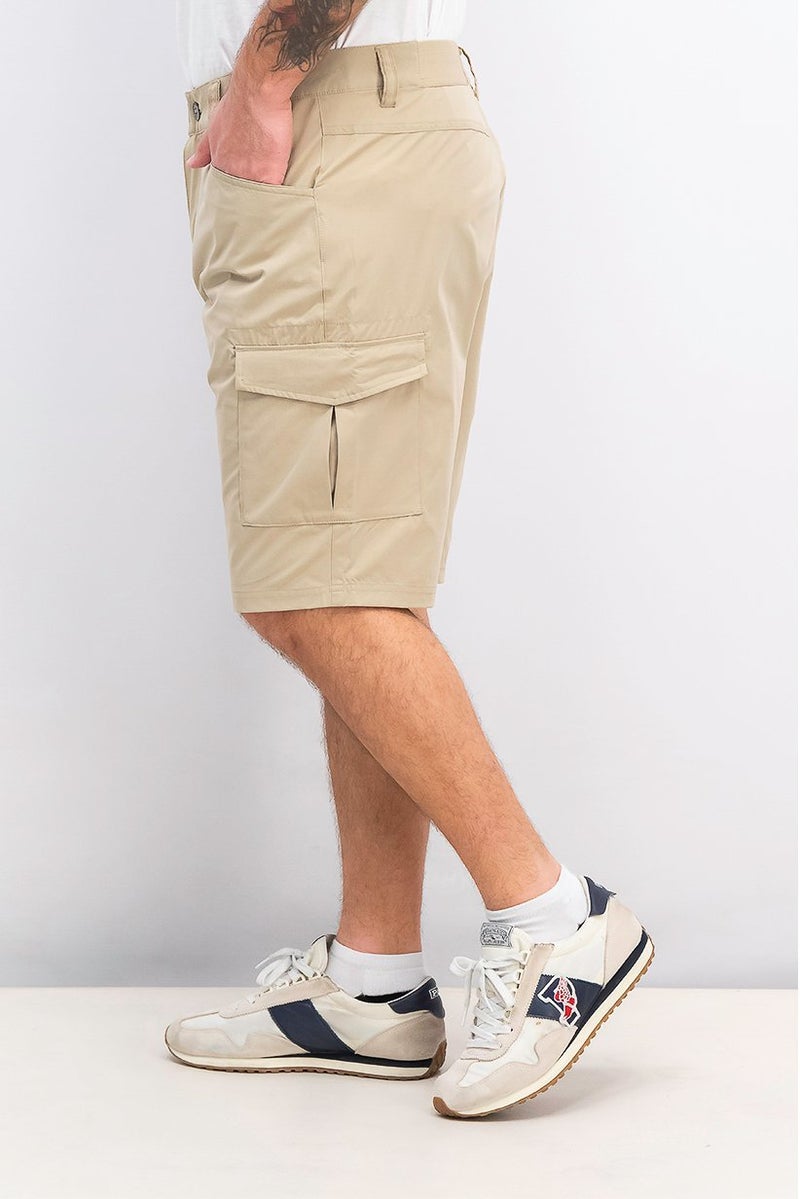 Men Plain Cargo Pocket Functional Shorts, Khaki