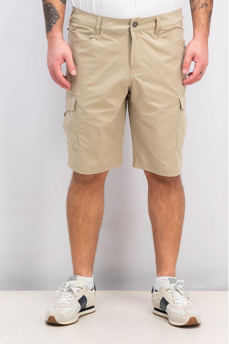 Men Plain Cargo Pocket Functional Shorts, Khaki