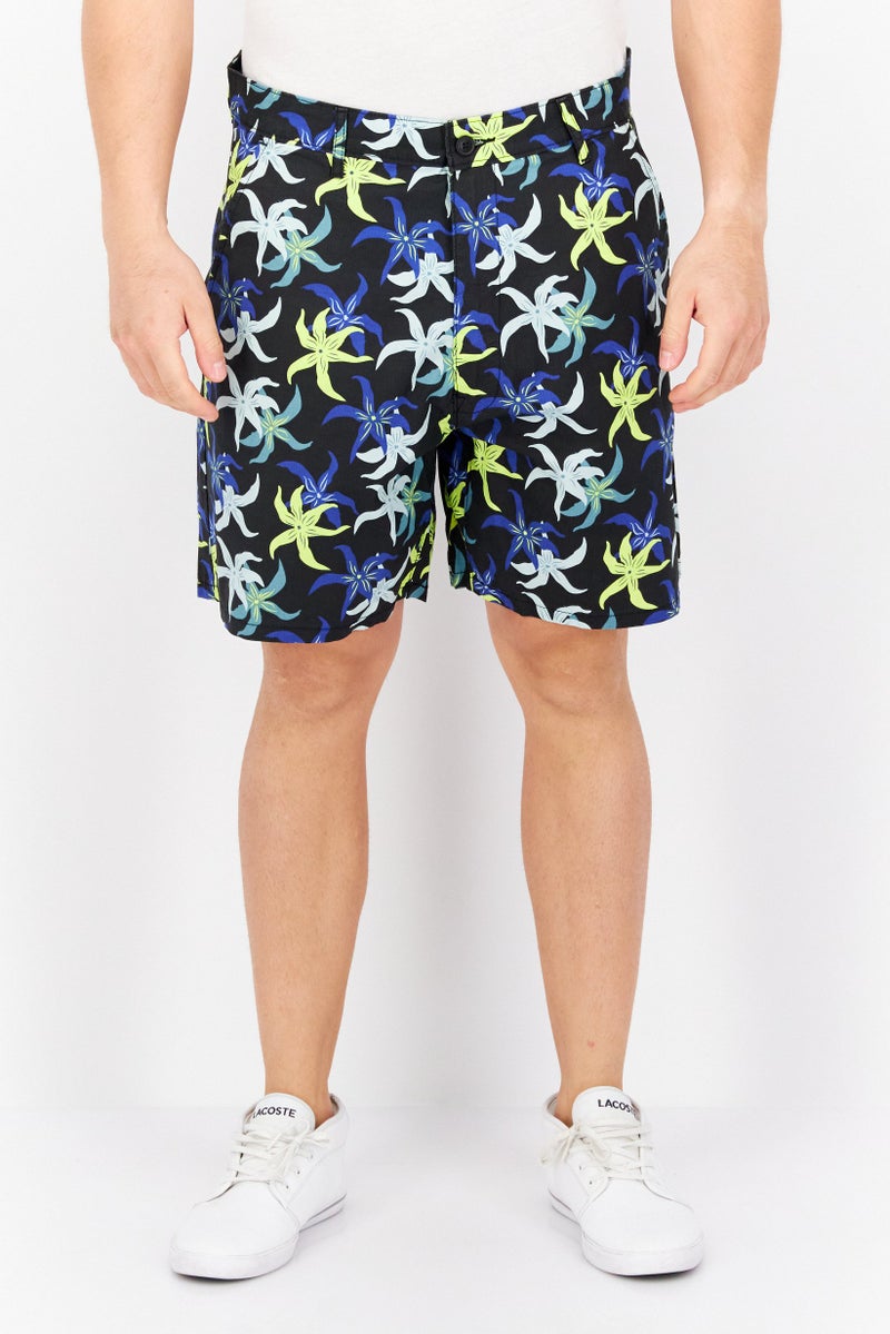 Men Allover Print Shorts, Black/Blue Combo