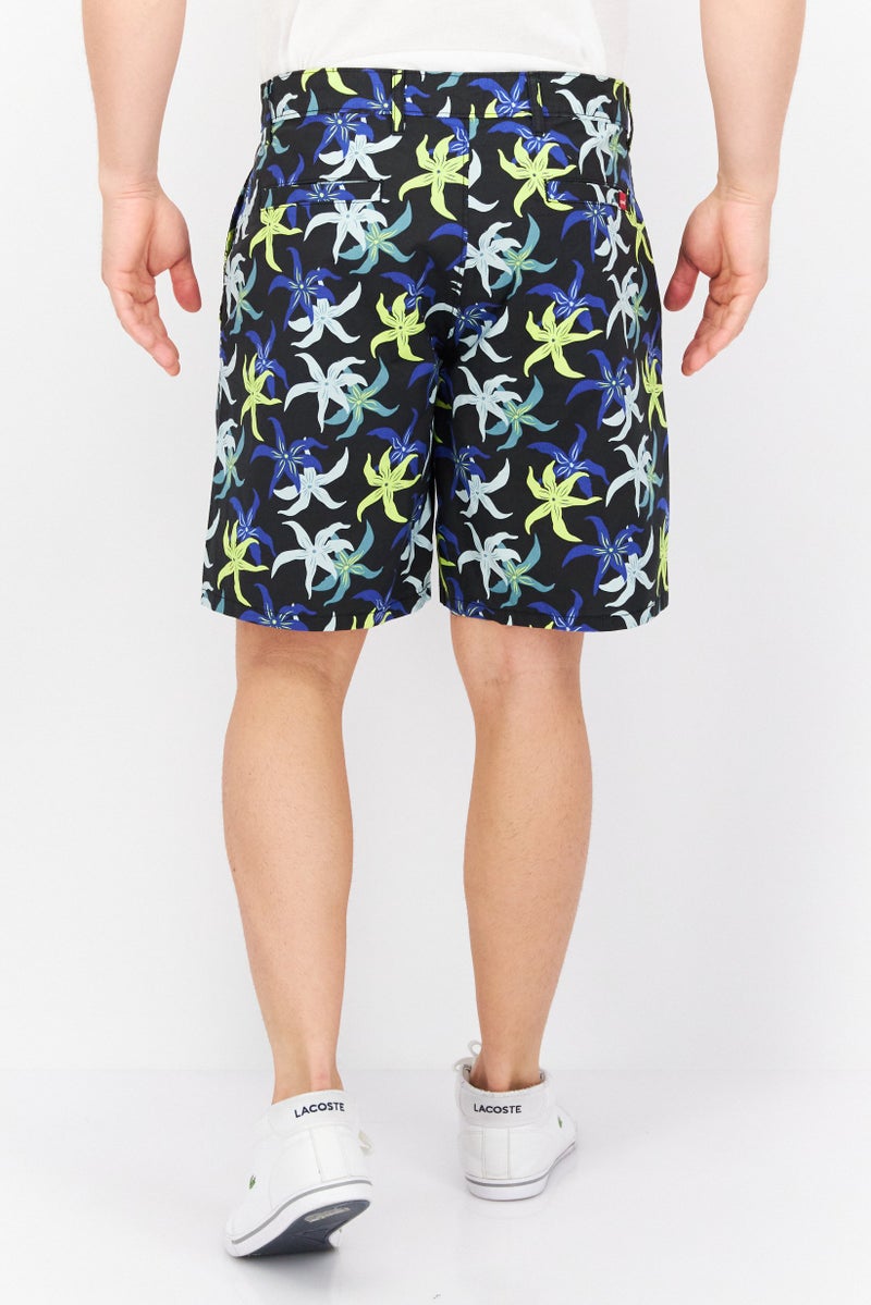 Men Allover Print Shorts, Black/Blue Combo