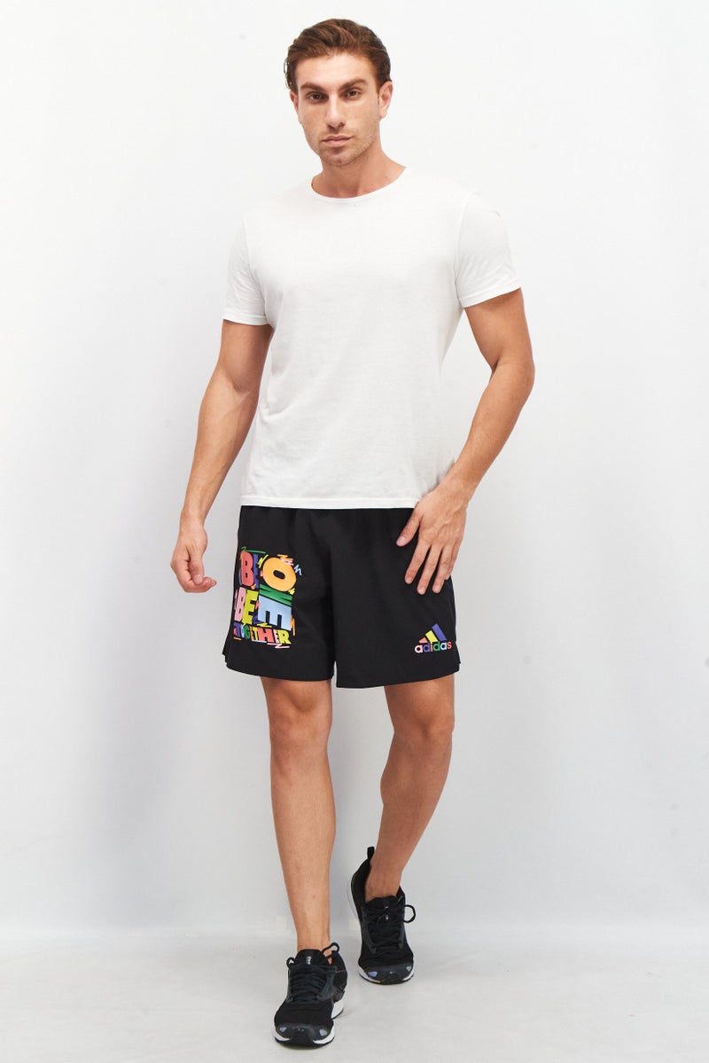 Men Sportswear Fit Brand Logo 7 Inseam Running Short, Black