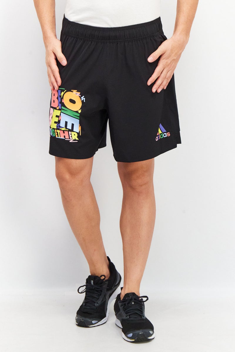 Men Sportswear Fit Brand Logo 7 Inseam Running Short, Black