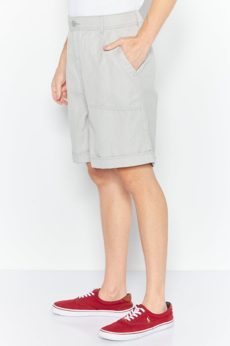 Men Plain Denim Short, Grey
