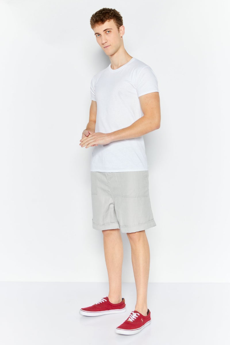 Men Plain Denim Short, Grey