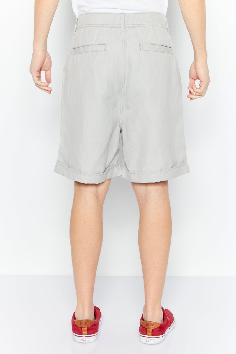 Men Plain Denim Short, Grey