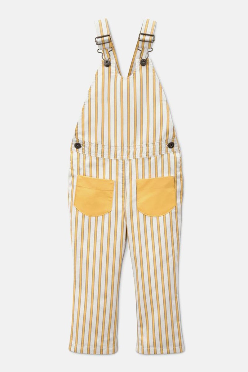 Kids Girl Sleeveless Stripe Jumpsuit, White and Yellow