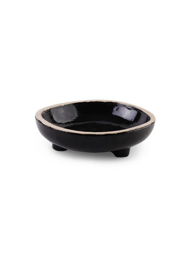 Elite Terracotta Footed Bowl 25.5X25.5X7.5Cm - Black