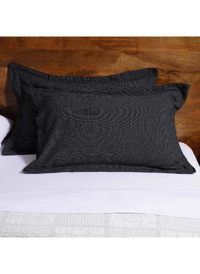 Dublin Mini Check 2-Piece Oxford Pillow Case Set 50X75+5Cm - Black