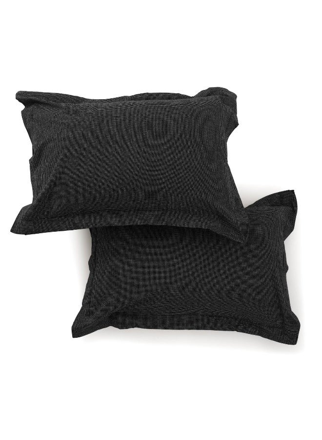 Dublin Mini Check 2-Piece Oxford Pillow Case Set 50X75+5Cm - Black