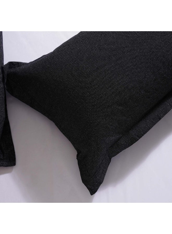 Dublin Mini Check 2-Piece Oxford Pillow Case Set 50X75+5Cm - Black