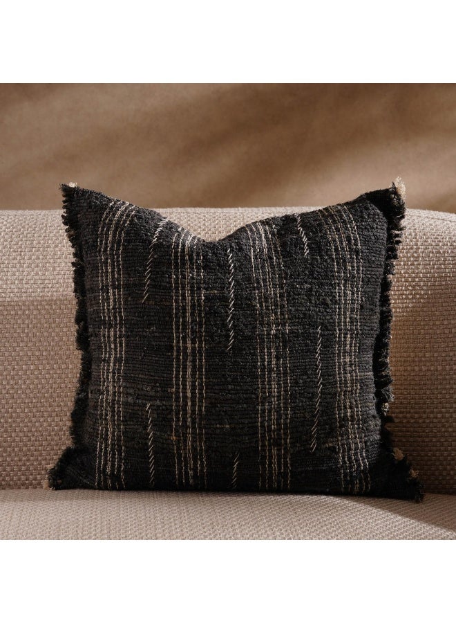 Kashan Hand Woven Silk Filled Cushion 50X50Cm - Black