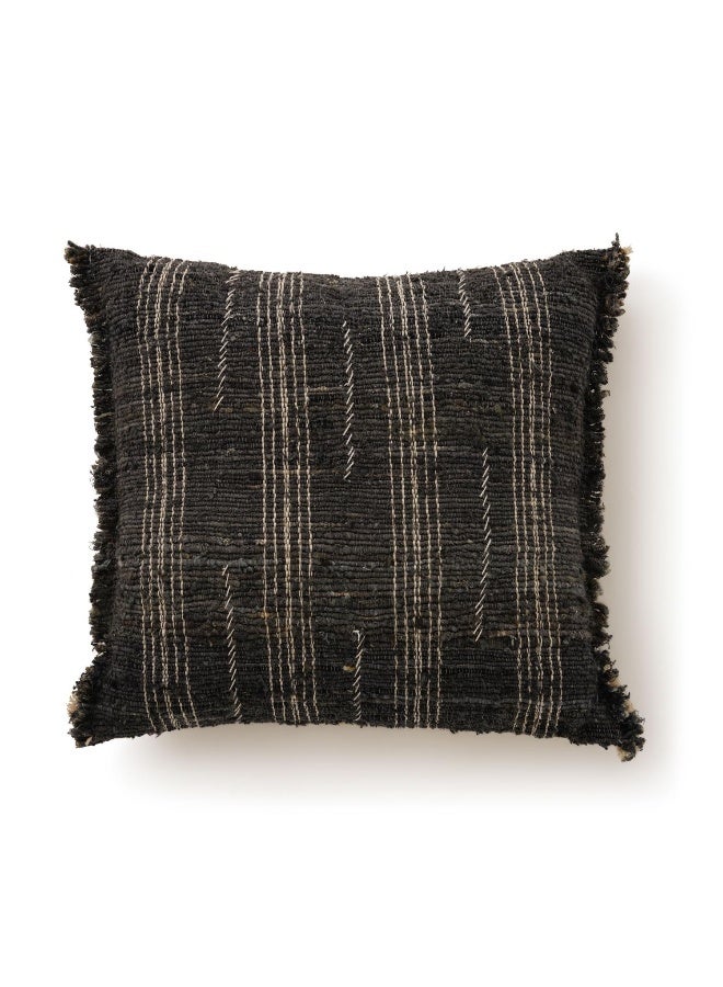 Kashan Hand Woven Silk Filled Cushion 50X50Cm - Black