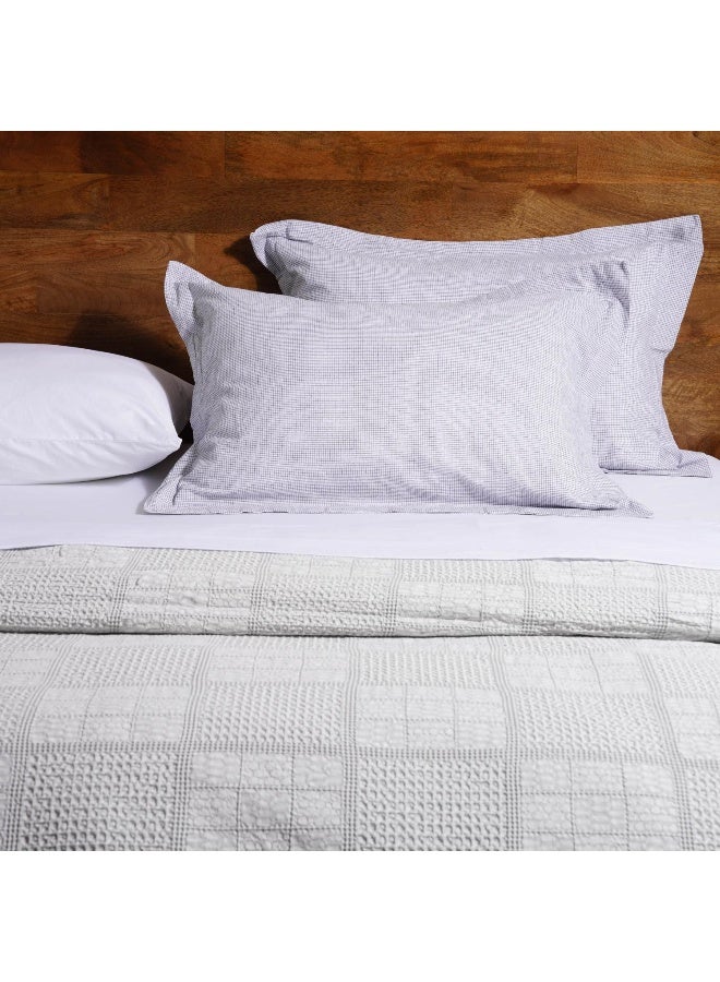 Dublin Mini Check 2-Piece Oxford Pillow Case Set 50X75+5Cm - White