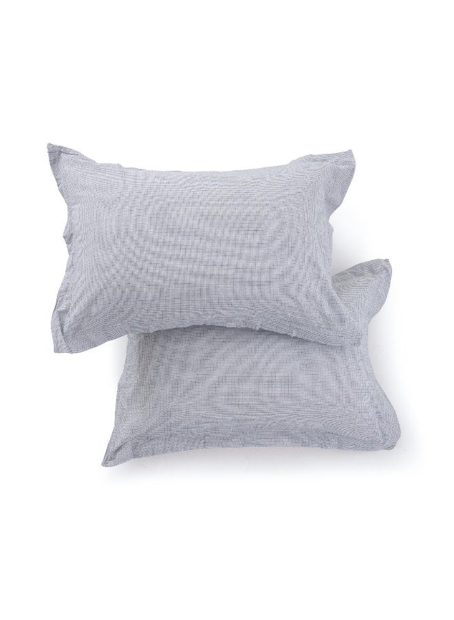 Dublin Mini Check 2-Piece Oxford Pillow Case Set 50X75+5Cm - White